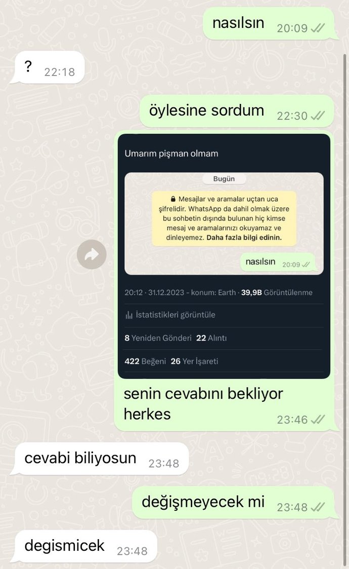 Yeni yılda eski sevgilinize mesaj attınız mı?