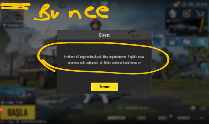 Pubg liyakatım 40 olmuş oyunada giremiyom tek kişide oynayamıyom ne b*k yicem help help?