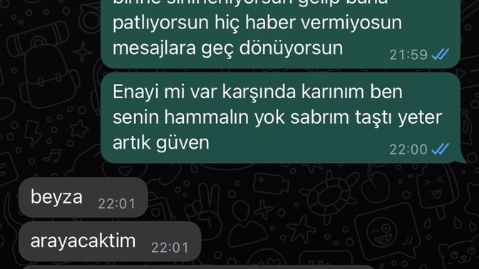 Kocamla yazışmaya bakar mısınız çok yoruyor beni yoruldum artık?😞?