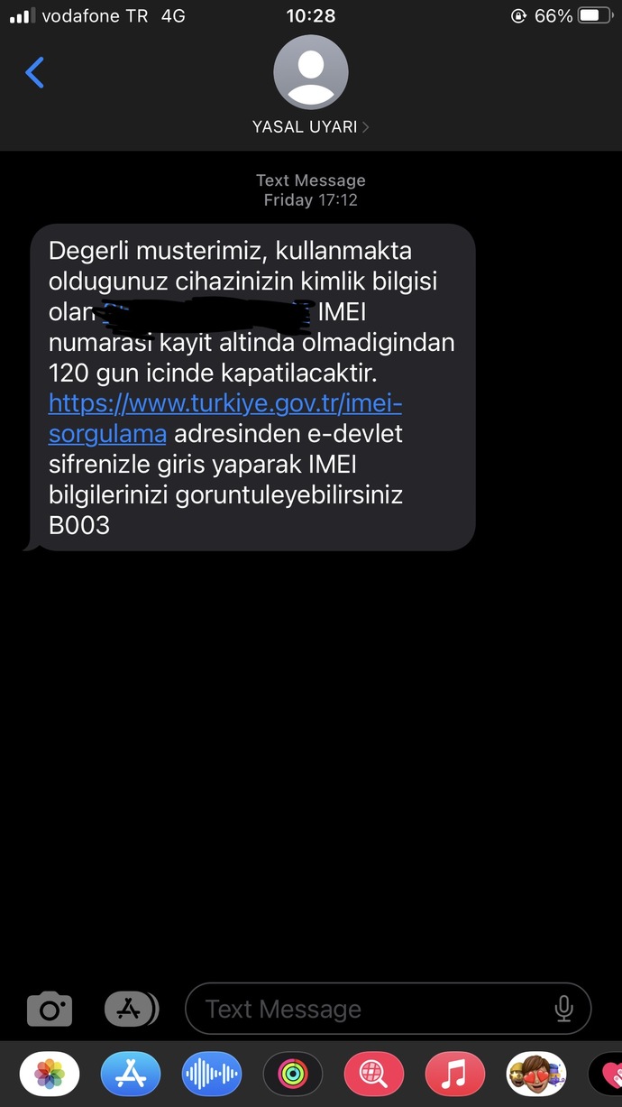 Arkadaşlar tatile geldim. Telefonuma Türkiye numarası taşıyan kart taktıktan sonra şöyle bir mesaj geldi. Ne yapmam lazım?