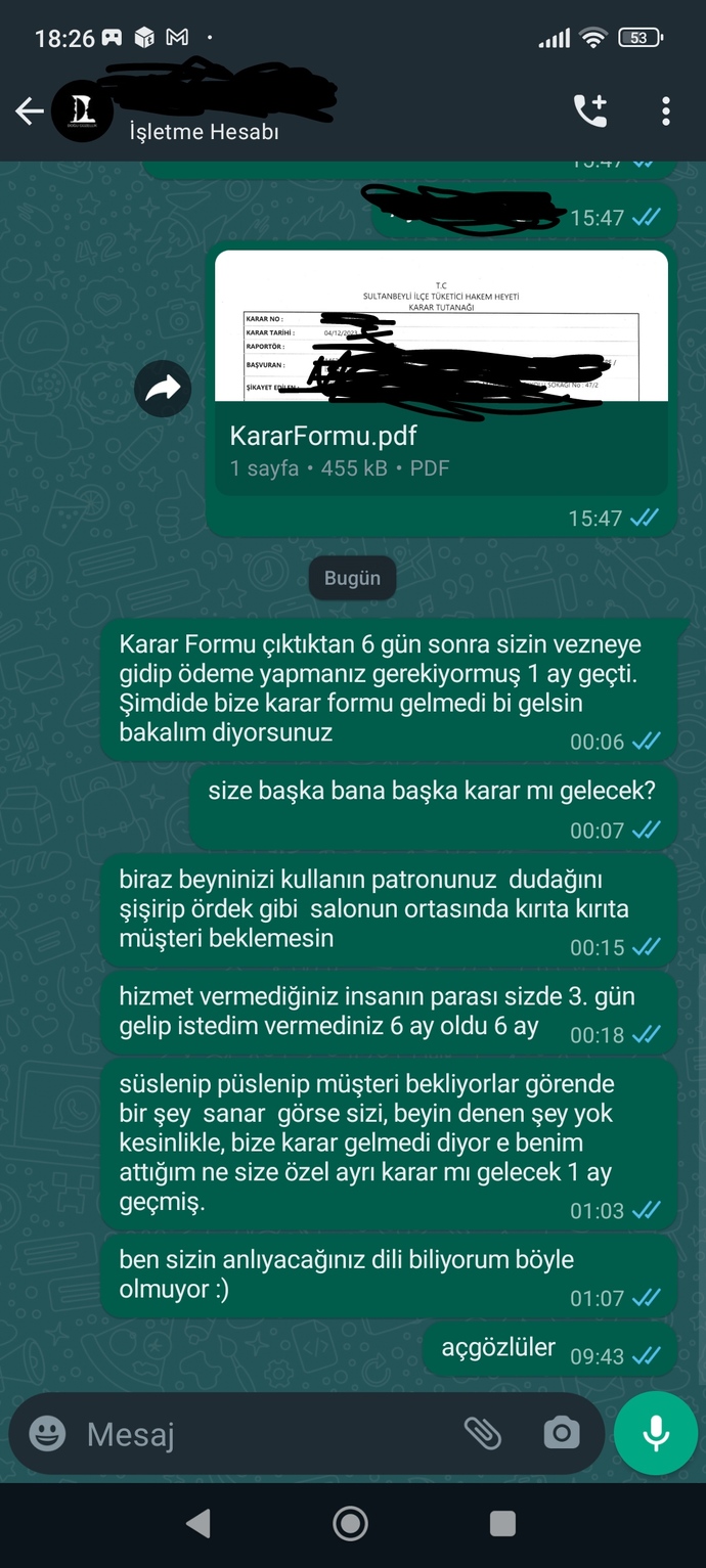 Paramı alamadım Üstüne birde sizi hakarett ve tehditten mahkemeye vereceğiz diyorlar siz ne düşünüyorsunuz?