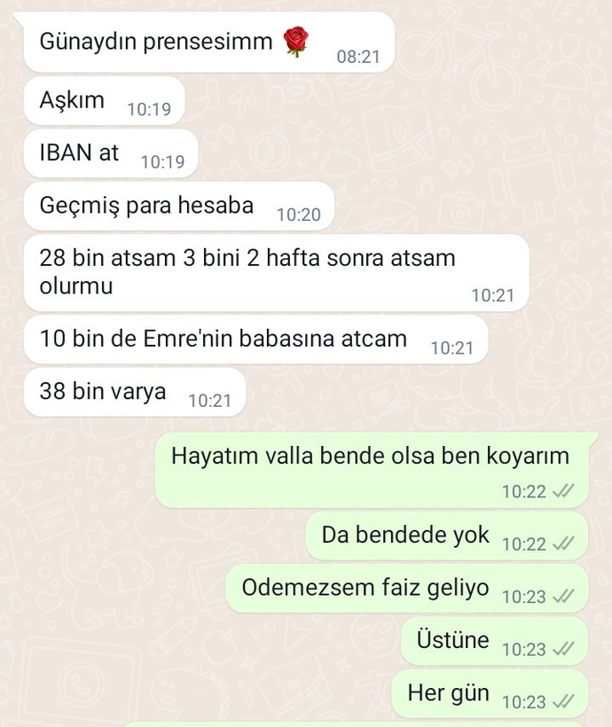Sevgilim 31 bin borç aldı benden aramızda şu konuşma geçti ne düşünmüştür sizce?