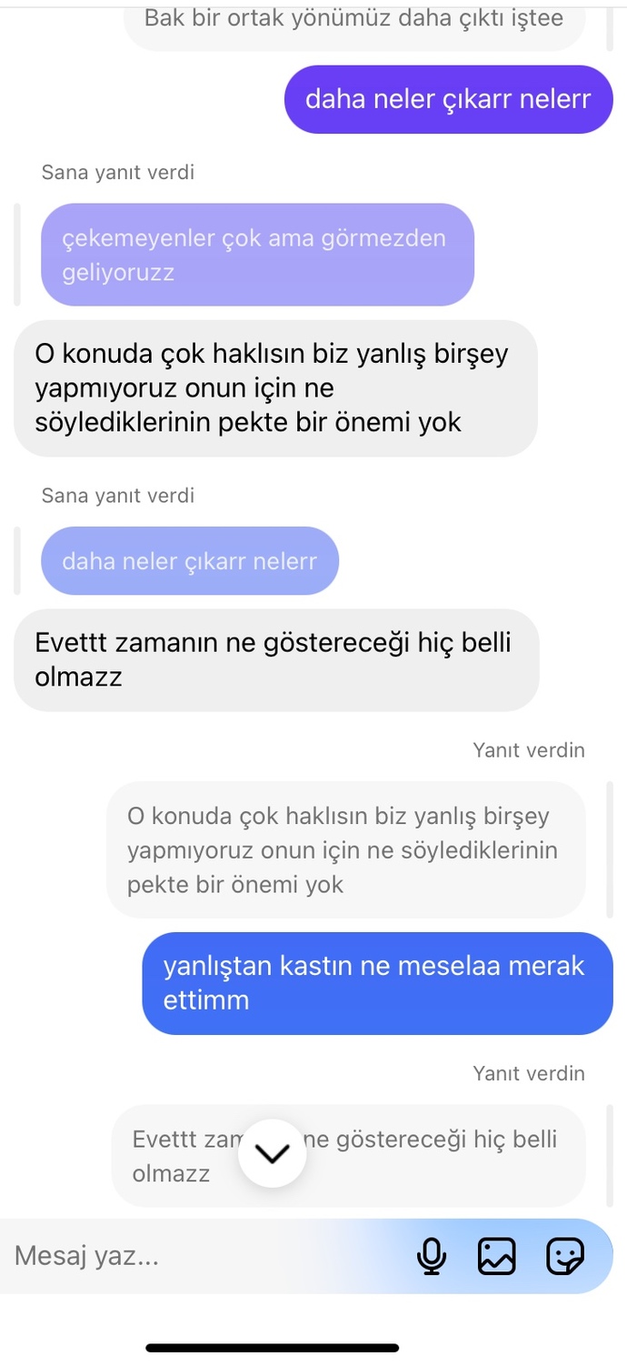 Bu mesajları yazan insan 2 gündür neden hiç yazmaz amacı ne olabilir?