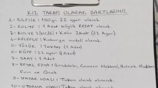 Kız tarafı isteklerini liste yaptı! Siz buna razı gelir miydiniz?