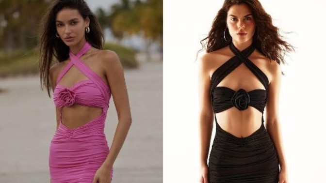 Elbisenin hangi rengi daha güzel; siyah mı, pembe mi?