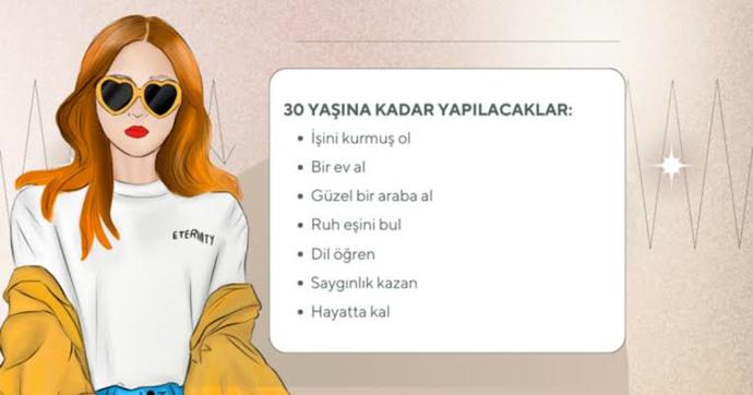 30 yaşına kadar yapılacaklar listesi hazırlamış olsaydınız, ilk üç madde ne olurdu?