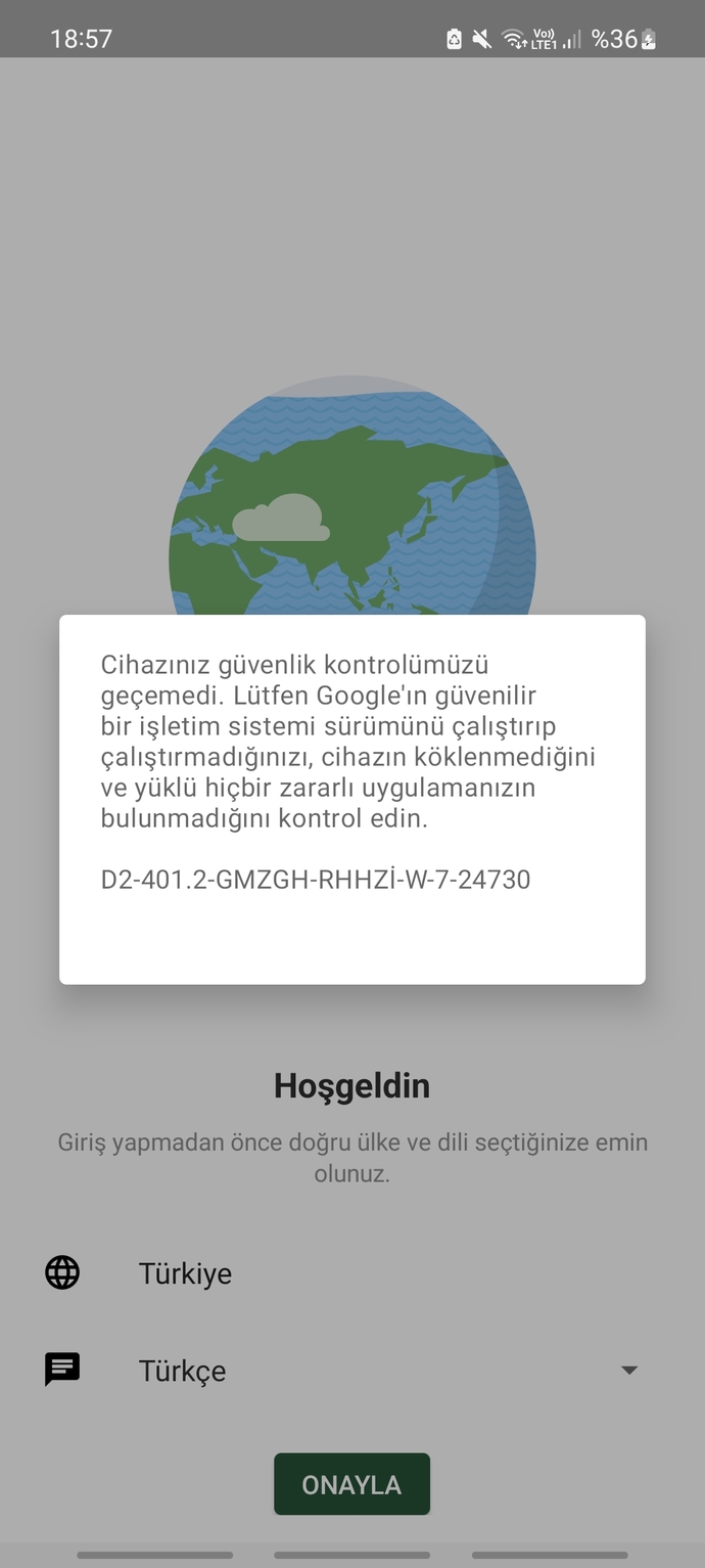 Cihazınız güvenlik kontrolümüzden geçememiştir?
