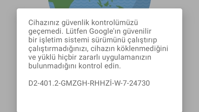 Cihazınız güvenlik kontrolümüzden geçememiştir?
