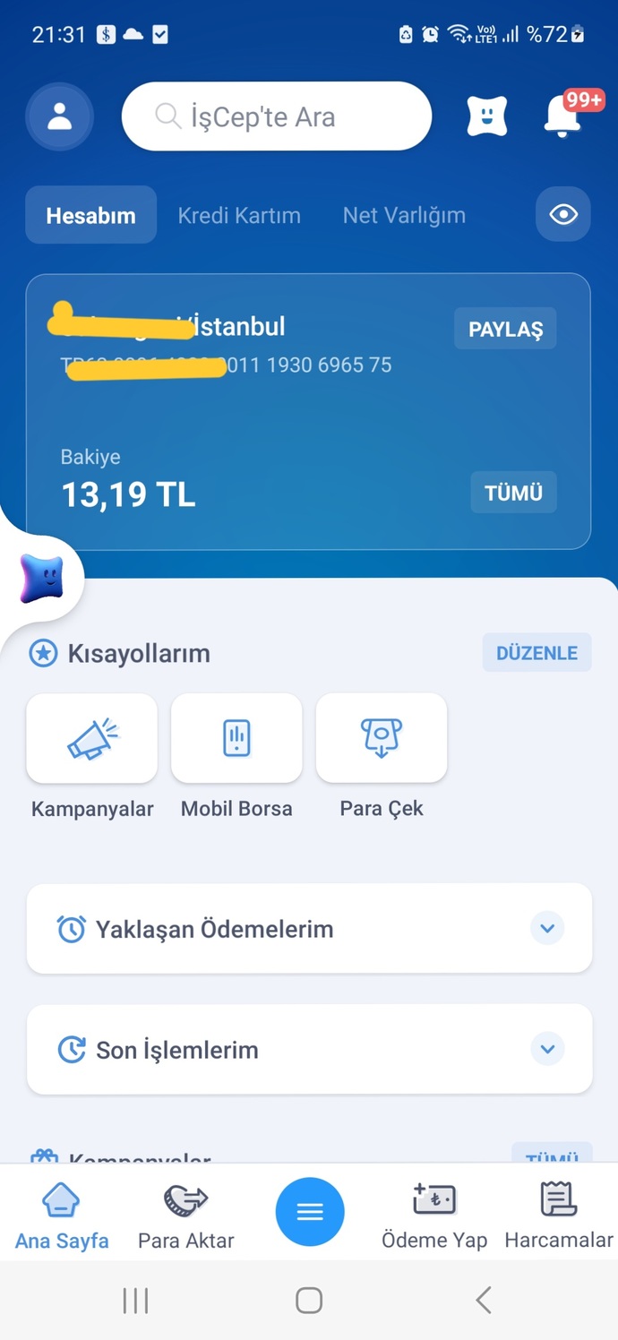 Banka hesabınızda ne kadar var?