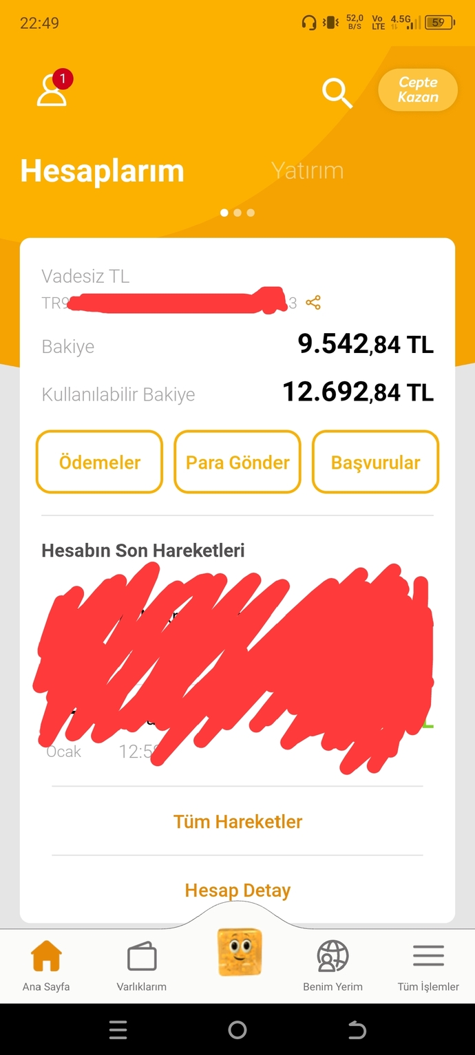 Banka hesabınızda ne kadar var?