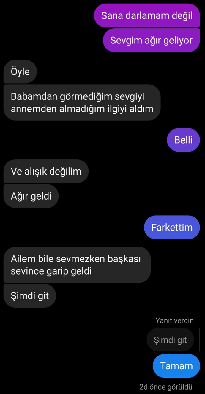 Kızlar, ben onlar gibi değilim diyip genelde niye aynı çıkıyor? Değer verdim ve aldığım cevap sözü size bırakıyorum 🥺?