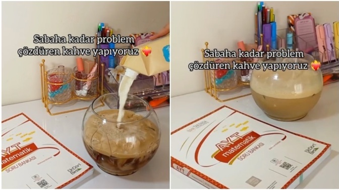 Üniversiteye hazırlanan gencin ders çalışmak için hazırladığı sütlü kahve tepki topladı. 1 litre sütle yapılmış kahve içilir mi?