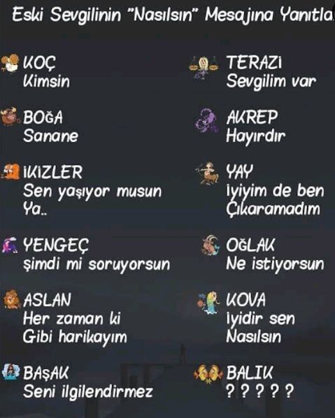 Burçlara eski sevgilisi yazsa ne tepki verir?