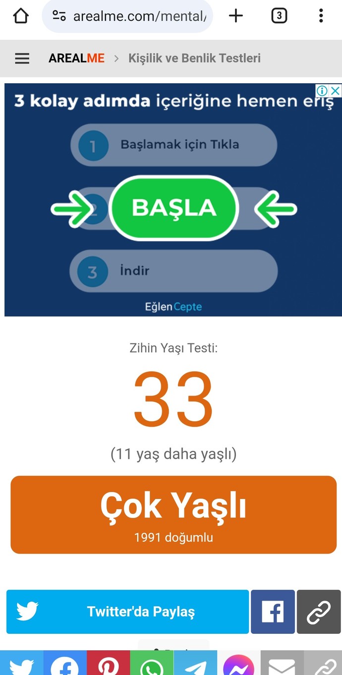 Zihin yaşinizla gercek yasiniz uyusuyor mu?