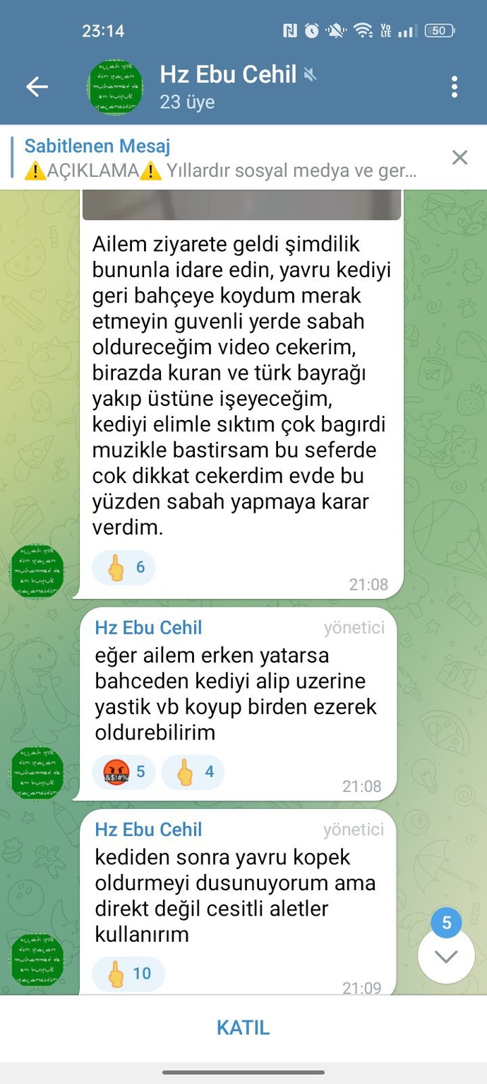 C31K-EBU CEHİL isimli terör örgütü halen hayvan katliamlarına, milli degerlerimize saldırıyor ve çocuk p. Paylaşıyor?