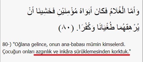 Kehf Suresi 80. Ayet.