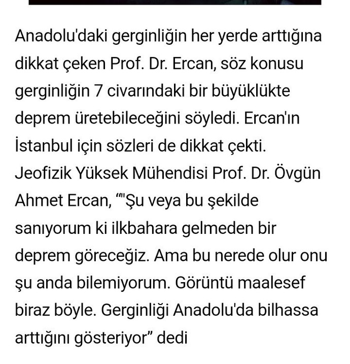 Ilkbahara kadar Türkiyede herhangi bi yerde deprem bekleniyormus ne düşünüyorsunuz?