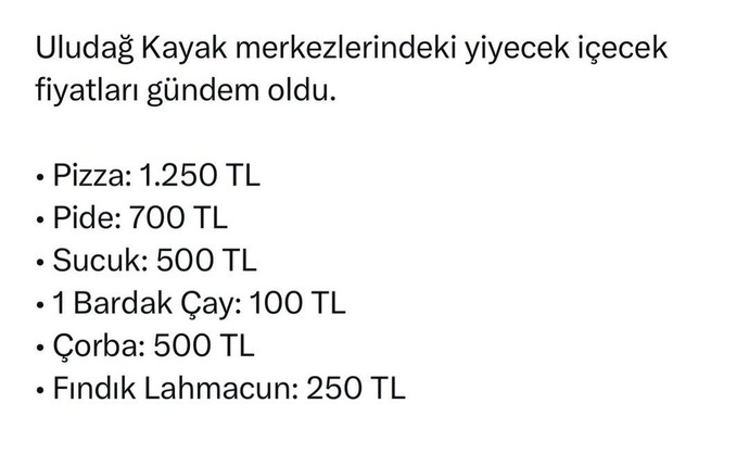 Uludağ kayak merkezindeki fiyatlar hakkında ne düşünüyorsunuz?
