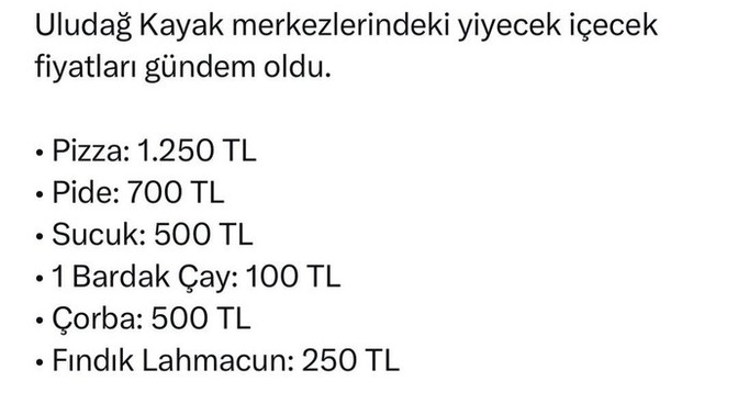 Uludağ kayak merkezindeki fiyatlar hakkında ne düşünüyorsunuz?