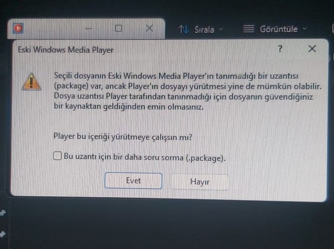 İndirdiğim şeyler package dosyası olarak gözükmesi gerekirken media player ile açılıyor?