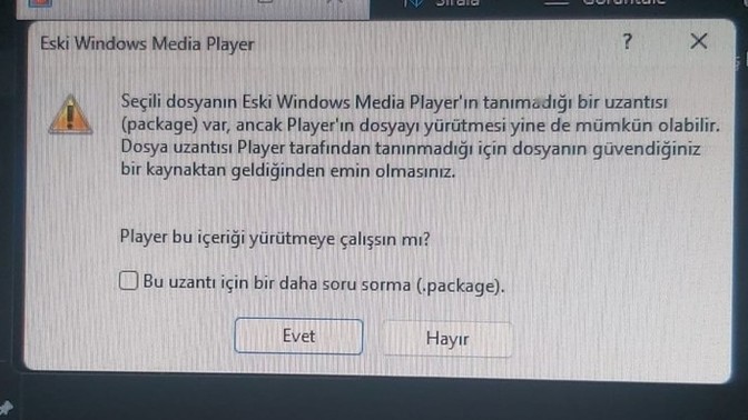 İndirdiğim şeyler package dosyası olarak gözükmesi gerekirken media player ile açılıyor?