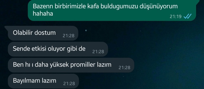 Bu ne demek oluyo ikimizinde birbirimizle kaf bulduğunu mu itiraf etmis