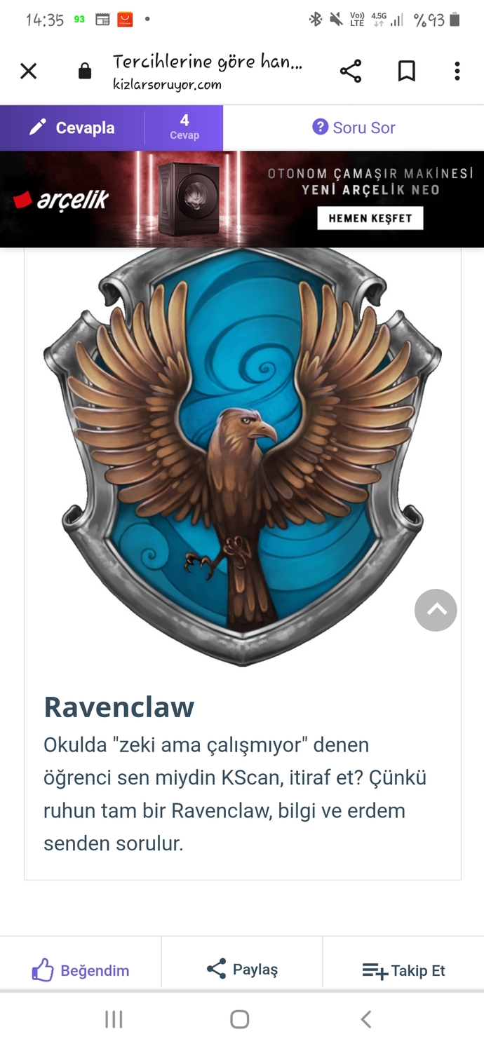 Tercihlerine göre hangi Hogwarts binasına aitsin?