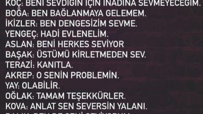 Burçların ' Seni Seviyorum' mesajına tepkileri ve burca bağlı sizin tepkiniz?