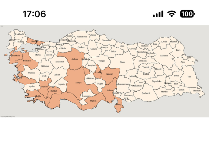 Türkiye'de hangi illeri gezdiğinizi detayda verdiğim harita uygulamasında gösterebilir misiniz?
