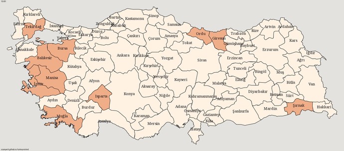 Türkiye'de hangi illeri gezdiğinizi detayda verdiğim harita uygulamasında gösterebilir misiniz?