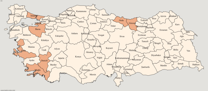 Türkiye'de hangi illeri gezdiğinizi detayda verdiğim harita uygulamasında gösterebilir misiniz?