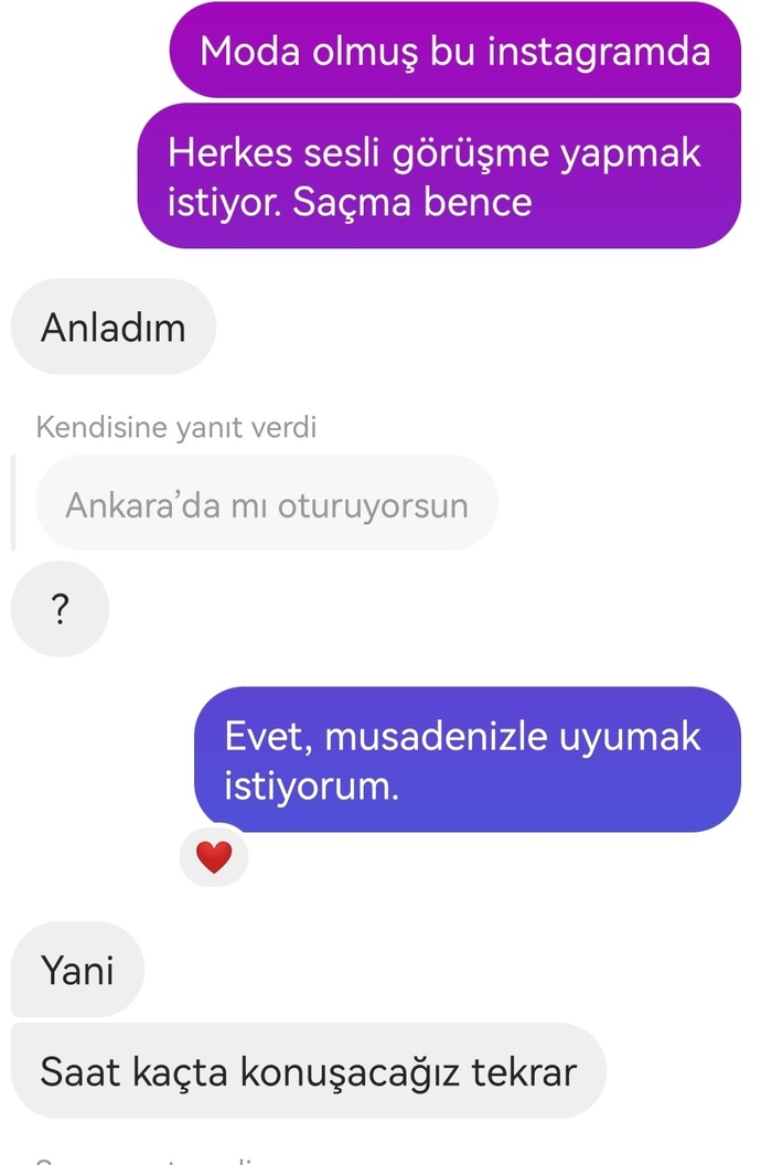İnstagram üzerinden tanımadığın birini aramak saçma değil mi, daha buluşma belli olmadan, haksız mıyım?