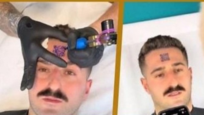 Sevgilisiyle ortak kullandığı Instagram hesabının qr kodunu alnına dövme yaptırdı! Sizce bu aşk mı yoksa çılgınlık mı?