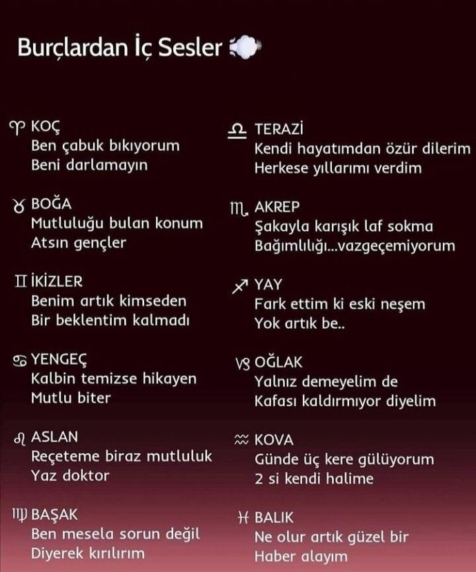 Burcunuza göre iç sesiniz ne diyor?