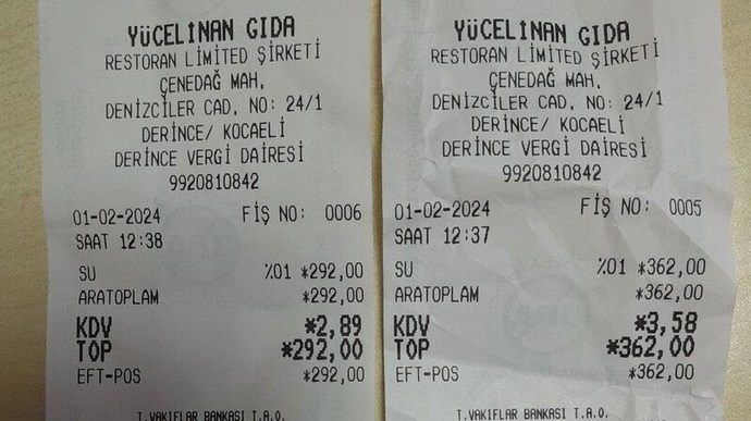 Cağ kebabı yediler ama fişlerinde 654 TLlik su aldıkları yazıyordu! Siz restoranların kestiği fişleri kontrol ediyor musunuz?