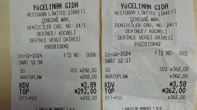 Cağ kebabı yediler ama fişlerinde 654 TL'lik su aldıkları yazıyordu! Siz restoranların kestiği fişleri kontrol ediyor musunuz?