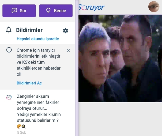 O değil de soru bildirimindeki yazıyı görünce attığım bakış aynı Memati gibi oldu