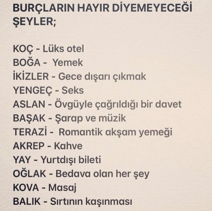 Burcuna göre hayır diyemeyeceğin şeyler neler?