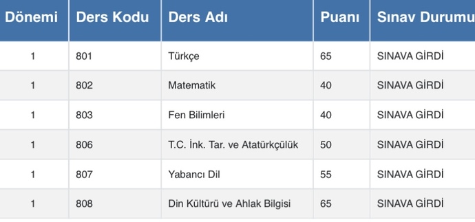 8 sınıf açıköğretim okuyorum Sınav sonuçlarım sizce nasıl?