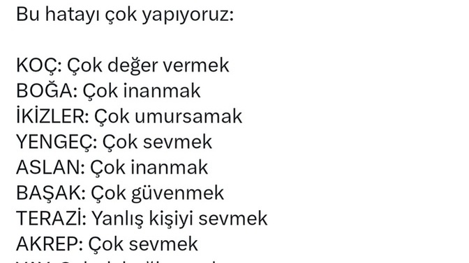 Burcunuza göre en çok hangi hatayı yapıyorsunuz?