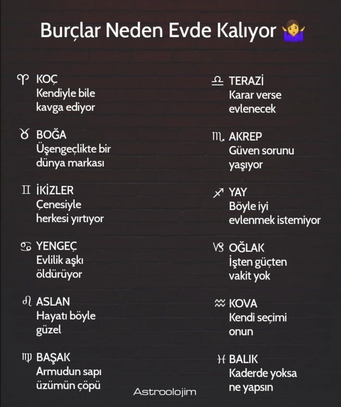 Burcuna göre neden evde kalıyorsun? Senin burcun hangisi?