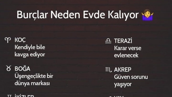 Burcuna göre neden evde kalıyorsun? Senin burcun hangisi?