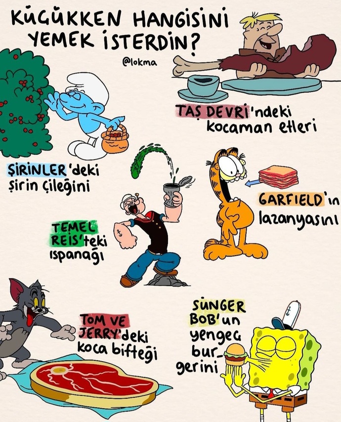Çocukken hangi çizgi film yemeğini yemek isterdiniz?