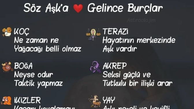 Söz aşka gelince burçlar! Senin burcun hangisi?