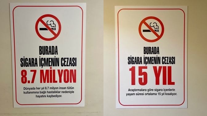 İstanbuldaki bir AVMde asılan afişler sosyal medyada gündem oldu! Sigara konusunda farkındalık oluşturur mu?