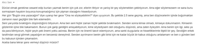 Eski sevgilim mesaj attı tekrar görüşmeli miyim sizce?