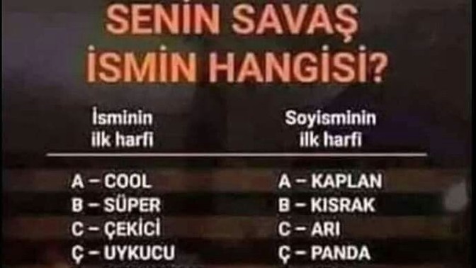 Sen ismin ne peki?