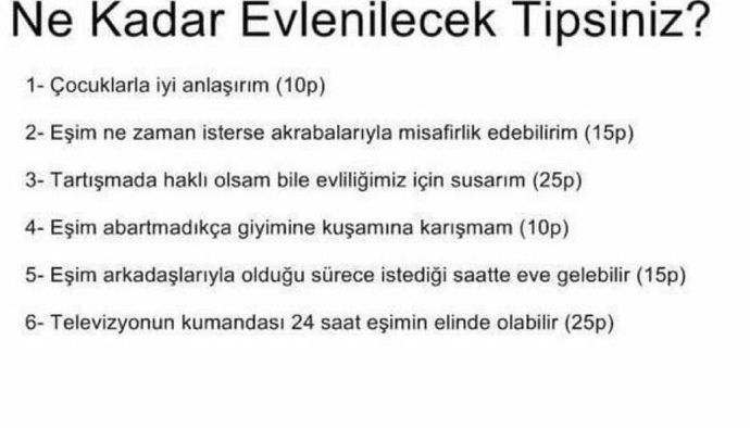 Ne kadar evlenilecek tipsiniz?