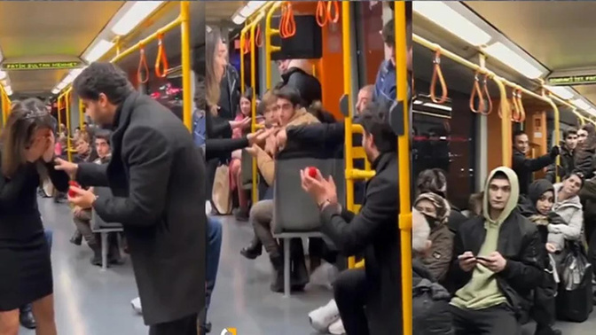 'Burada mı ediyorsun?' diyerek metroda aldığı evlilik teklifini beğenmeyerek reddetti! Siz olsanız ne derdiniz?