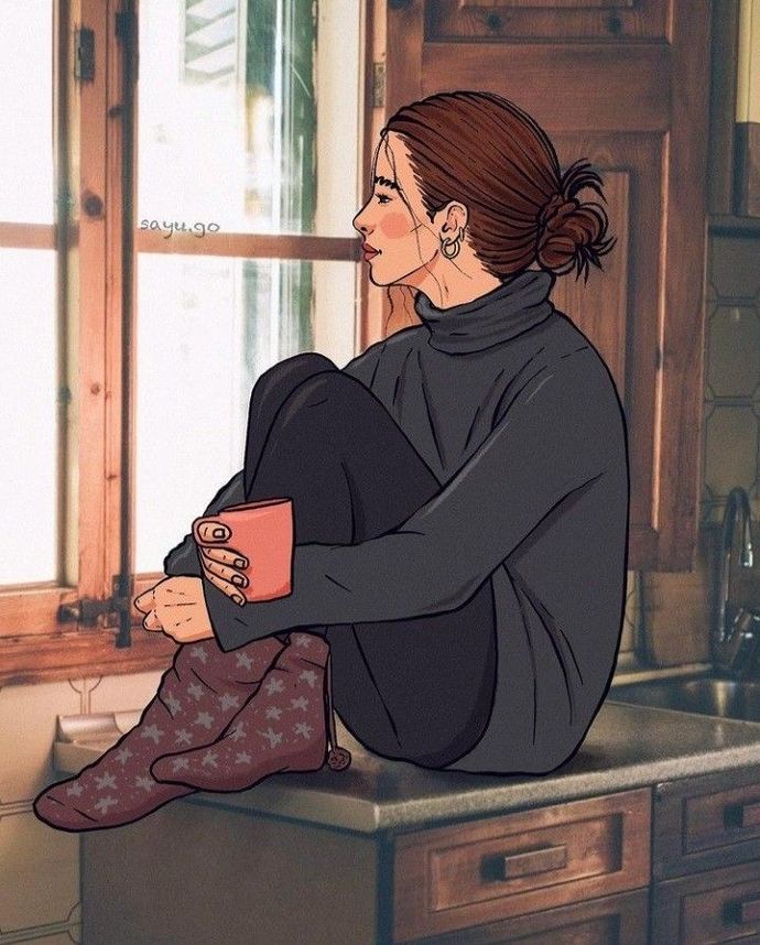 Yeşil çay içerken ben ama mutfak tezgahına bu şekilde tünemiyorum